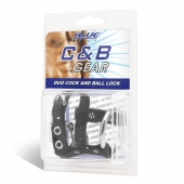 Утяжка на пенис на замочке Duo Cock And Ball Lock - BlueLine - купить с доставкой в Салавате