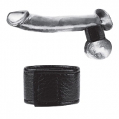 Чёрная утяжка на мошонку 1  Velcro Ball Stretcher - BlueLine - купить с доставкой в Салавате