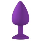 Большая фиолетовая анальная пробка Emotions Cutie Large с голубым кристаллом - 10 см. - Lola Games - купить с доставкой в Салавате