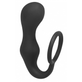 Чёрное эрекционное кольцо с анальной пробкой Double Pleasure Anal Plug - Lola Games - в Салавате купить с доставкой