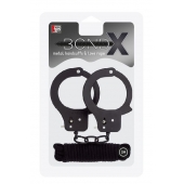 Чёрные наручники из листового металла в комплекте с веревкой BONDX METAL CUFFS LOVE ROPE SET - Dream Toys - купить с доставкой в Салавате