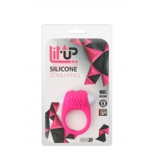 Розовое эрекционное кольцо с щеточкой LIT-UP SILICONE STIMU RING 5 - Dream Toys - в Салавате купить с доставкой