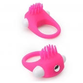 Розовое эрекционное кольцо с щеточкой LIT-UP SILICONE STIMU RING 5 - Dream Toys - в Салавате купить с доставкой