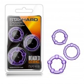 Набор из 3 фиолетовых эрекционных колец Stay Hard Beaded Cockrings - Blush Novelties - в Салавате купить с доставкой