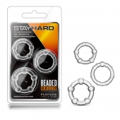 Набор из 3 прозрачных эрекционных колец Stay Hard Beaded Cockrings - Blush Novelties - в Салавате купить с доставкой