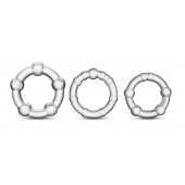 Набор из 3 прозрачных эрекционных колец Stay Hard Beaded Cockrings - Blush Novelties - в Салавате купить с доставкой