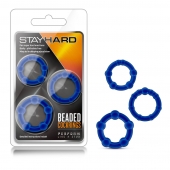 Набор из 3 синих эрекционных колец Stay Hard Beaded Cockrings - Blush Novelties - в Салавате купить с доставкой