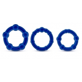 Набор из 3 синих эрекционных колец Stay Hard Beaded Cockrings - Blush Novelties - в Салавате купить с доставкой