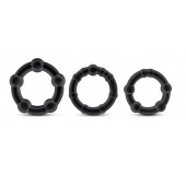 Набор из 3 чёрных эрекционных колец Stay Hard Beaded Cockrings - Blush Novelties - в Салавате купить с доставкой
