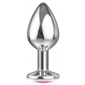 Большая серебристая анальная пробка Diamond Pink Sparkle Large с розовым кристаллом - 8 см. - Lola Games - купить с доставкой в Салавате
