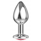 Большая серебристая анальная пробка Diamond Red Sparkle Large с красным кристаллом - 8 см. - Lola Games - купить с доставкой в Салавате