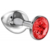 Большая серебристая анальная пробка Diamond Red Sparkle Large с красным кристаллом - 8 см. - Lola Games - купить с доставкой в Салавате