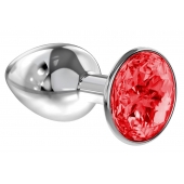 Малая серебристая анальная пробка Diamond Red Sparkle Small с красным кристаллом - 7 см. - Lola Games - купить с доставкой в Салавате
