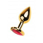 Золотистая анальная пробка с кристаллом-сердцем - 7,5 см. - ToyFa - купить с доставкой в Салавате