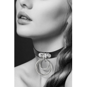 Черный чокер с двумя кольцами - Bijoux Pour Toi - купить с доставкой в Салавате