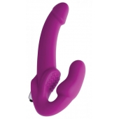 Ярко-розовый безремневой вибрострапон Evoke Vibrating Strapless Silicone Strap-on Dildo - XR Brands - купить с доставкой в Салавате