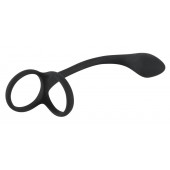 Эрекционное кольцо с утяжкой на мошонку и анальным плаг Black Velvets - Orion - в Салавате купить с доставкой