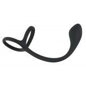 Эрекционное кольцо с утяжкой на мошонку и анальным плаг Black Velvets - Orion - в Салавате купить с доставкой