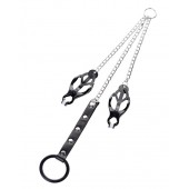 Черно-серебристые зажимы для сосков с кольцом для пениса TOYFA Metal - ToyFa - купить с доставкой в Салавате