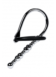 Серебристый уретральный плаг-бусины TOYFA Metal с мягким фиксириющим кольцом - ToyFa - купить с доставкой в Салавате