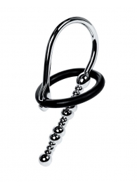 Серебристый уретральный плаг-бусины TOYFA Metal с мягким фиксириющим кольцом - ToyFa - купить с доставкой в Салавате