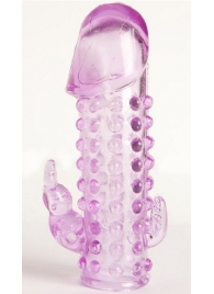 Закрытая фиолетовая насадка с 2 отростками - 13 см. - Toyfa Basic - в Салавате купить с доставкой Закрытая фиолетовая насадка с 2 отростками - 13 см. - Toyfa Basic - в Салавате купить с доставкой