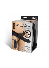 Чёрный полый страпон с вибрацией Unisex Vibrating Hollow Strap-On - 14 см. - Lux Fetish - купить с доставкой в Салавате