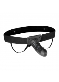 Чёрный полый страпон с вибрацией Unisex Vibrating Hollow Strap-On - 14 см. - Lux Fetish - купить с доставкой в Салавате