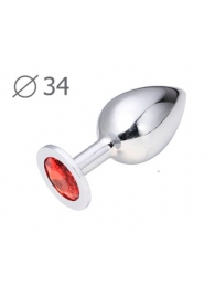 Коническая серебристая анальная втулка с красным кристаллом - 8,2 см. - Anal Jewelry Plug - купить с доставкой в Салавате