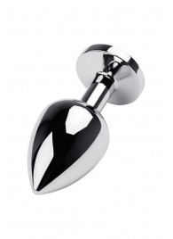 Серебристая коническая анальная пробка с красным кристаллом - 8 см. - ToyFa - купить с доставкой в Салавате