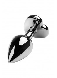 Серебристая коническая анальная пробка с красным кристаллом-сердечком - 7 см. - ToyFa - купить с доставкой в Салавате