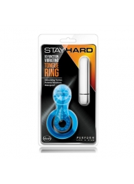 Голубое эрекционное виброкольцо 10 Function Vibrating Tongue Ring - Blush Novelties - в Салавате купить с доставкой