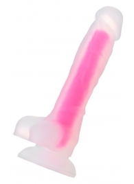 Прозрачно-розовый фаллоимитатор, светящийся в темноте, Clark Glow - 22 см. - ToyFa купить с доставкой в интернет-магазине Orgasmix в Салавате Прозрачно-розовый фаллоимитатор, светящийся в темноте, Clark Glow - 22 см. - ToyFa
