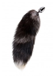 Серебристая металлическая анальная втулка с хвостом чернобурой лисы - размер S - ToyFa - купить с доставкой в Салавате