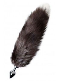 Серебристая металлическая анальная втулка с хвостом чернобурой лисы - размер S - ToyFa - купить с доставкой в Салавате