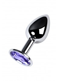 Серебристая конусовидная анальная пробка с фиолетовым кристаллом - 7 см. - ToyFa - купить с доставкой в Салавате