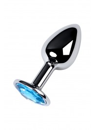 Серебристая конусовидная анальная пробка с голубым кристаллом - 7 см. - ToyFa - купить с доставкой в Салавате