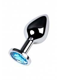 Серебристая конусовидная анальная пробка с голубым кристаллом - 8 см. - ToyFa - купить с доставкой в Салавате