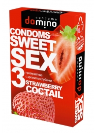 Презервативы для орального секса DOMINO Sweet Sex с ароматом клубничного коктейля  - 3 шт. - Domino - купить с доставкой в Салавате