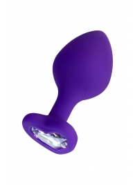 Фиолетовая анальная втулка Diamond Heart с прозрачным кристаллом - 8 см. - ToyFa - купить с доставкой в Салавате