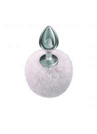 Серебристая анальная пробка с белым пушистым хвостиком Twinkle - Lola Games - купить с доставкой в Салавате