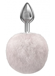 Серебристая анальная пробка с белым пушистым хвостиком Twinkle - Lola Games - купить с доставкой в Салавате