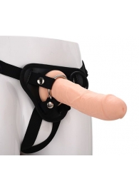 Черные трусики с телесной насадкой STRAP ON REAL DILDO - 21 см. - Dream Toys - купить с доставкой в Салавате