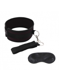 Черный ошейник с длинным поводком Collar and Leash Set - Lux Fetish - купить с доставкой в Салавате