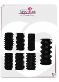 Набор из 7 черных насадок PENIS SLEEVES SET - Dream Toys - в Салавате купить с доставкой