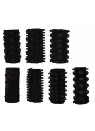 Набор из 7 черных насадок PENIS SLEEVES SET - Dream Toys - в Салавате купить с доставкой