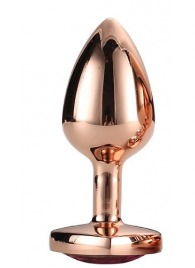 Золотистая анальная втулка с кристаллом-сердечком розового цвета - 7,1 см. - Dream Toys - купить с доставкой в Салавате