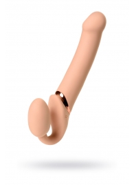 Телесный безремневой вибрострапон Vibrating Bendable Strap-On L - Strap-on-me - купить с доставкой в Салавате