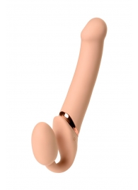 Телесный безремневой вибрострапон Vibrating Bendable Strap-On L - Strap-on-me - купить с доставкой в Салавате