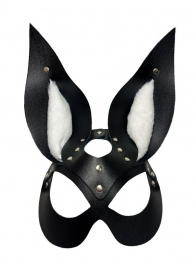 Черная маска зайки с белым мехом на ушках Miss Bunny - БДСМ Арсенал - купить с доставкой в Салавате
